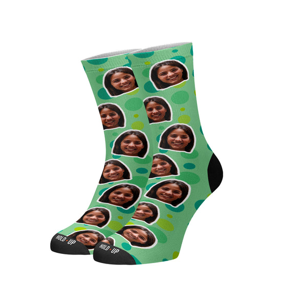 Meia Cano Alto Personalizada Bolhas Verde